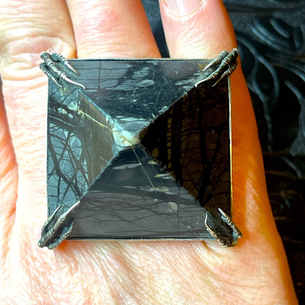Bloodmilk Custom Picasso Jasper Large Tomb Claw Sterling Ring 2016
